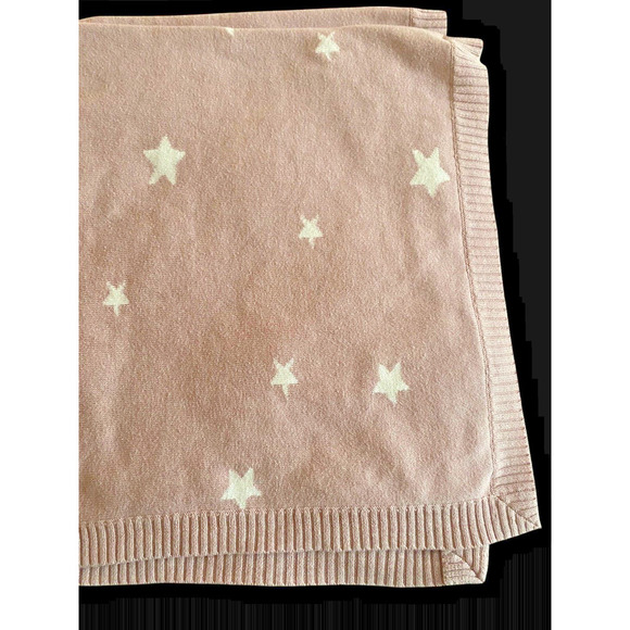 Mamas & Papas Baby Blanket Pale Pink Ivory White Star Soft Knit Nursery Girls - Picture 3 of 14